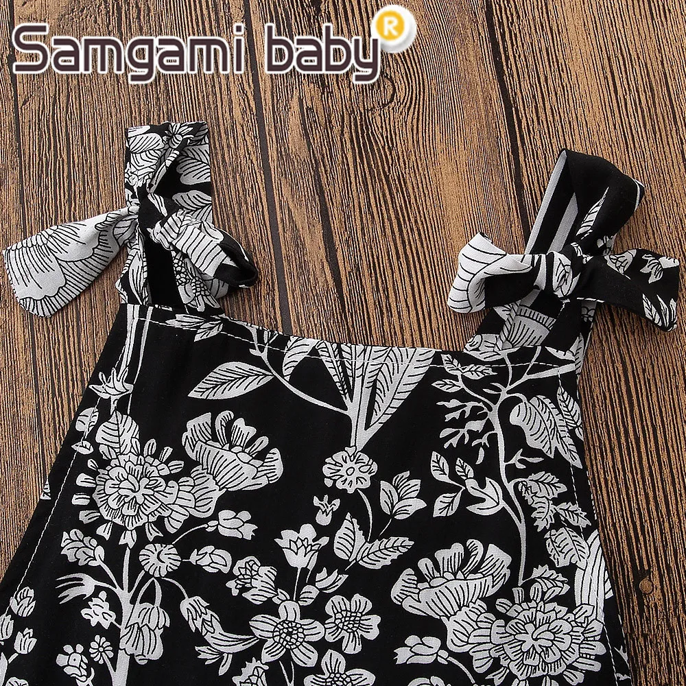Детские расклешенные брюки SAMGAMI с цветочным принтом Комбинезоны на шнуровке