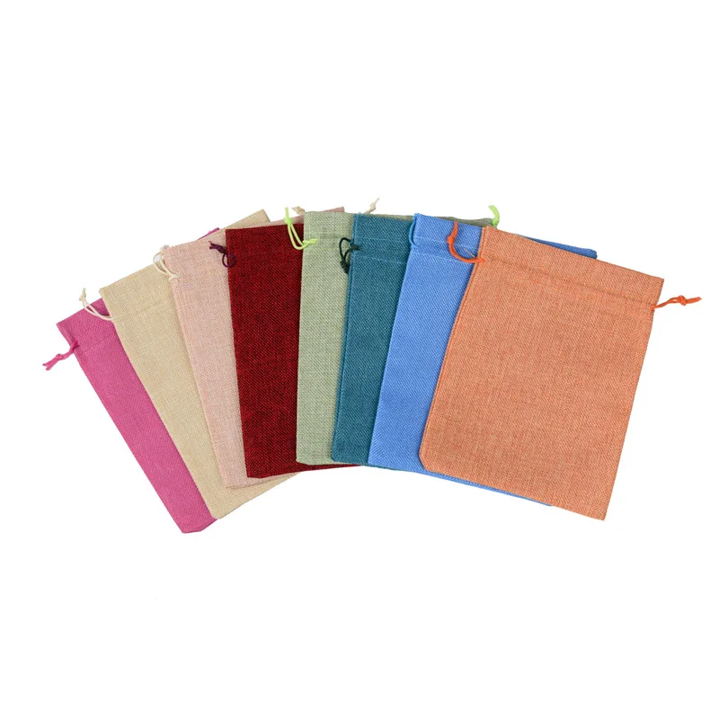 Wine Red Jute Bag Wedding Gift Drawable 17x23cm 50pcs Jewelry Pouch Favor Candy Bracelet Charms Packaging H2315 | Украшения и