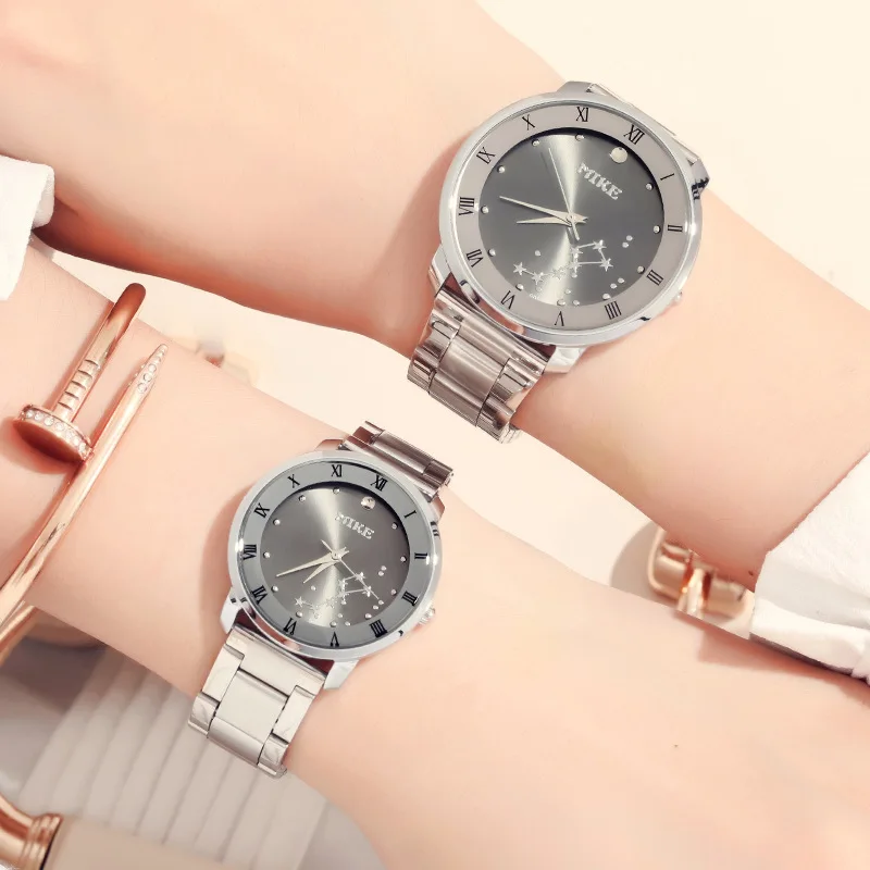 Часы для пар мужские и женские роскошные часы с ремешком из нержавеющей стали