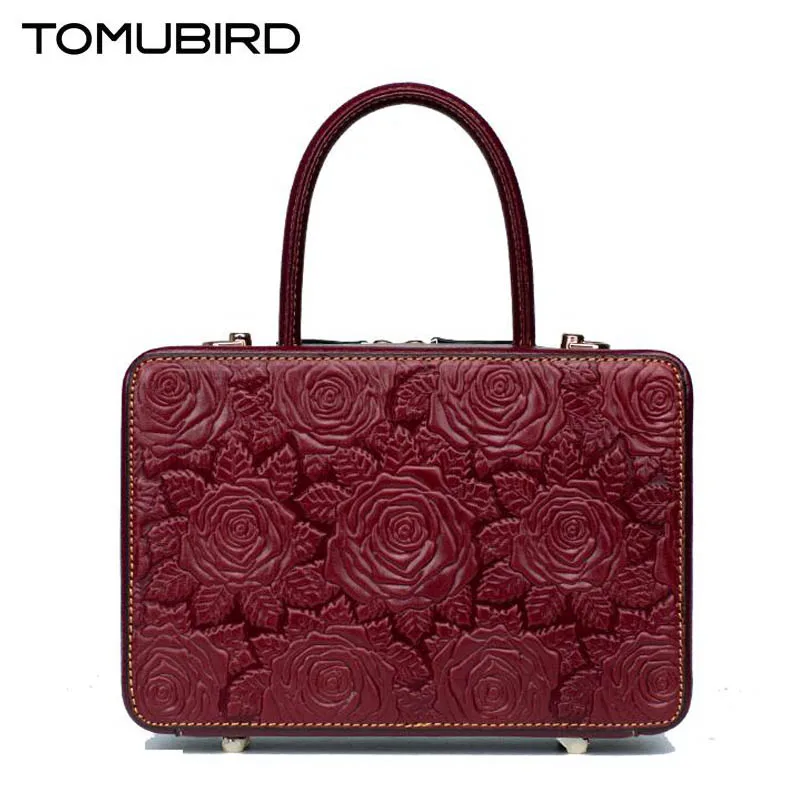 TOMUBIRD 2020 new superior cowhide leather Designer Rose embossed Handmade Leather Tote Genuine Handbags | Багаж и сумки