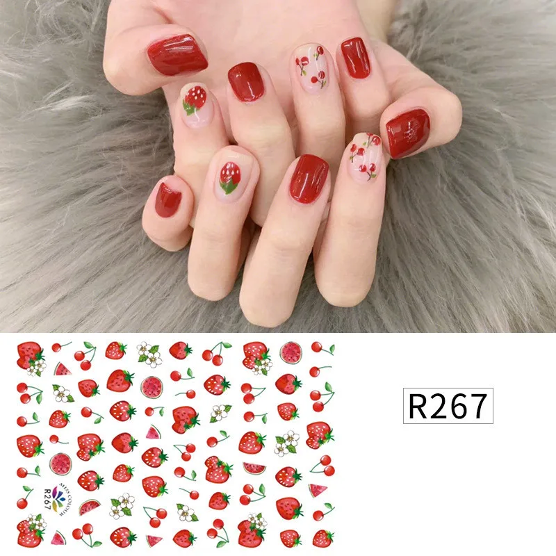 R267 New Snoopy nail sticker mm bean summer small fresh flowers cartoon character stickers nail patch Cute nail sticker - Цвет: R267