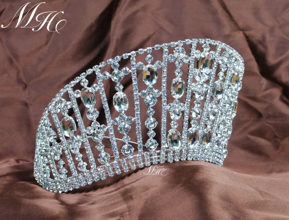 Королевские королевские диадема большие стразы хрустальные короны свадебная