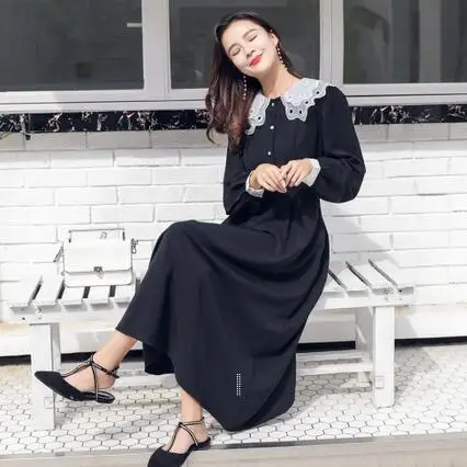Женское летнее платье трапециевидной формы Robe Femme свободное милое с воротником в