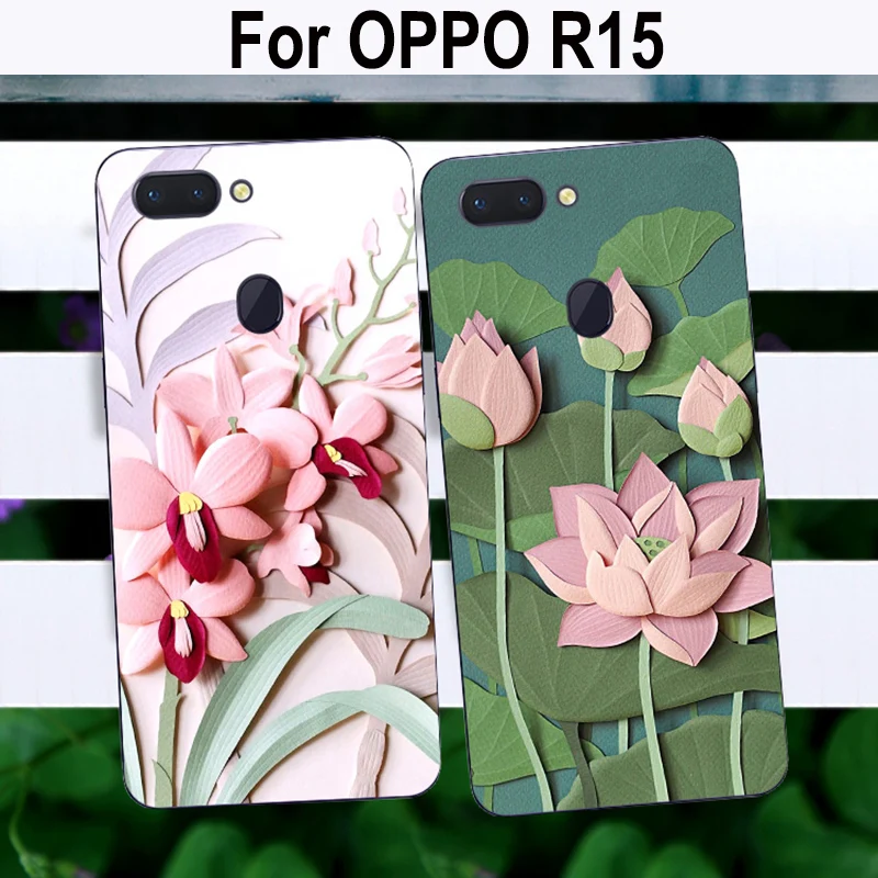 2 шт. для OPPO R15 чехол задняя крышка красивые цветы мягкий силиконовый R 15 чехлы OPPOR15