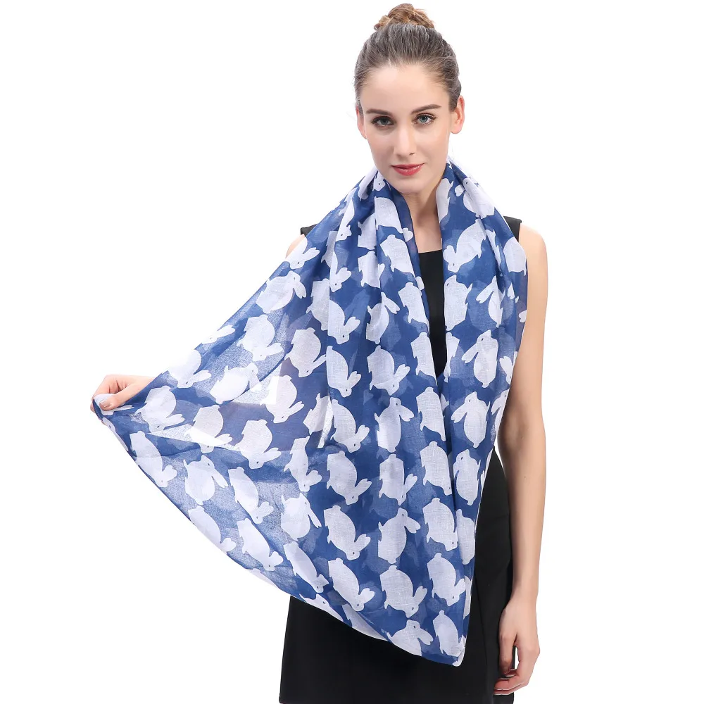 Кролики животные принт бесконечный петлевой шарф зима весна шарфы|spring scarf|infinity loop