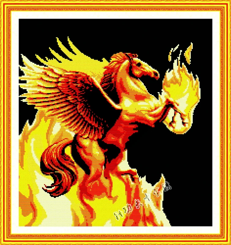 Набор для вышивки крестиком fire horse рисование на холсте сделай сам черная ткань с
