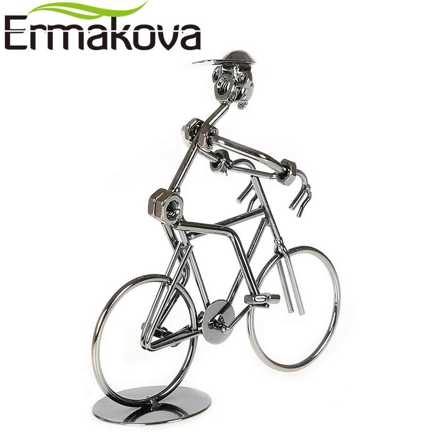 ERMAKOVA 7,"(19 см) металлическая скульптура велосипедиста Статуэтка велосипедиста статуя велосипедиста велосипедный гонщик ручной пайки Декор для дома и офиса