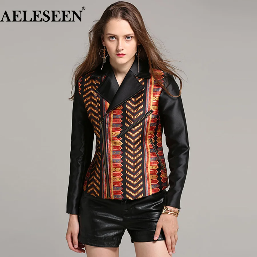 

AELESEEN UK винтажные черные модные куртки 2022 осенне-зимняя Дизайнерская куртка на молнии с принтом дракона в стиле панк для женщин