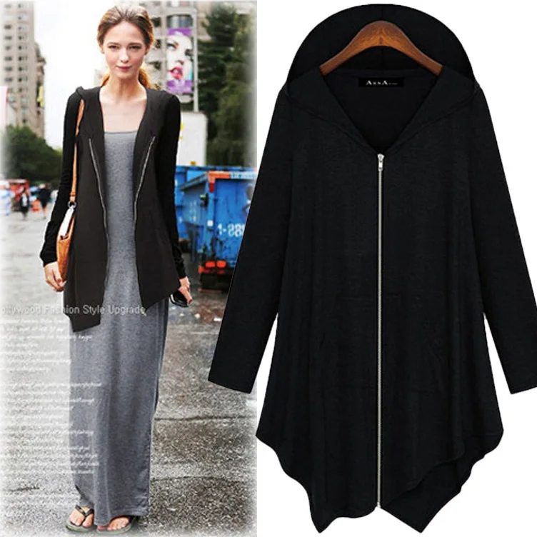 

Jaqueta Feminina Casaco Early Autumn New Even Hat Irregular Cardigan Loose Coat Will Code Suit-dress Long Fund Zipper Jacket