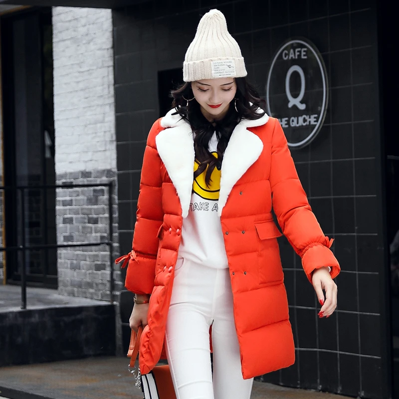 2017 fur turn down collar women winter coat female outerwear parka ladies thick warm long jacket slim jaqueta feminina | Женская одежда