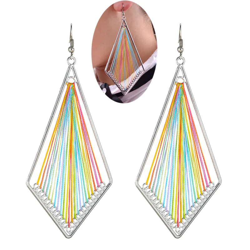 2018 новые богемные плетеные вручную цветные шелковые Висячие серьги для женщин