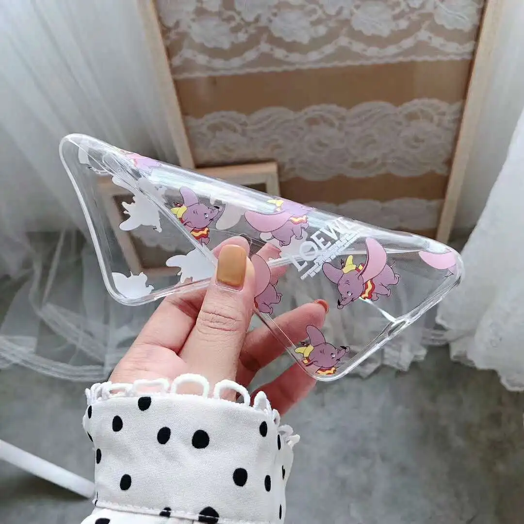 Популярный милый прозрачный плотный чехол из ТПУ с рисунком Loewe Dumbo для iPhone XR XS MAX X
