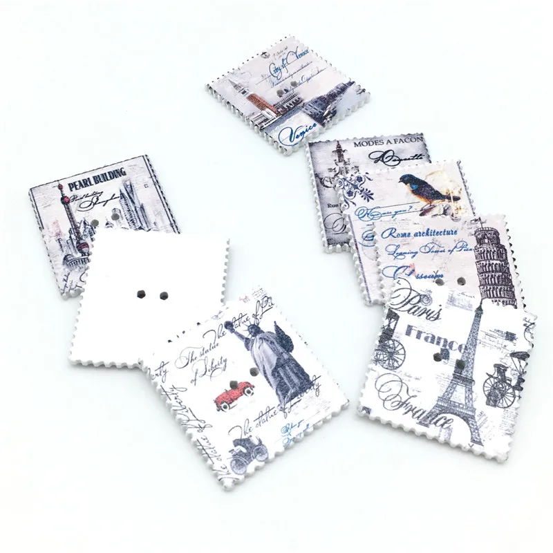 Разноцветный штамп с изображением площади 50 шт. декоративные кнопки ручной