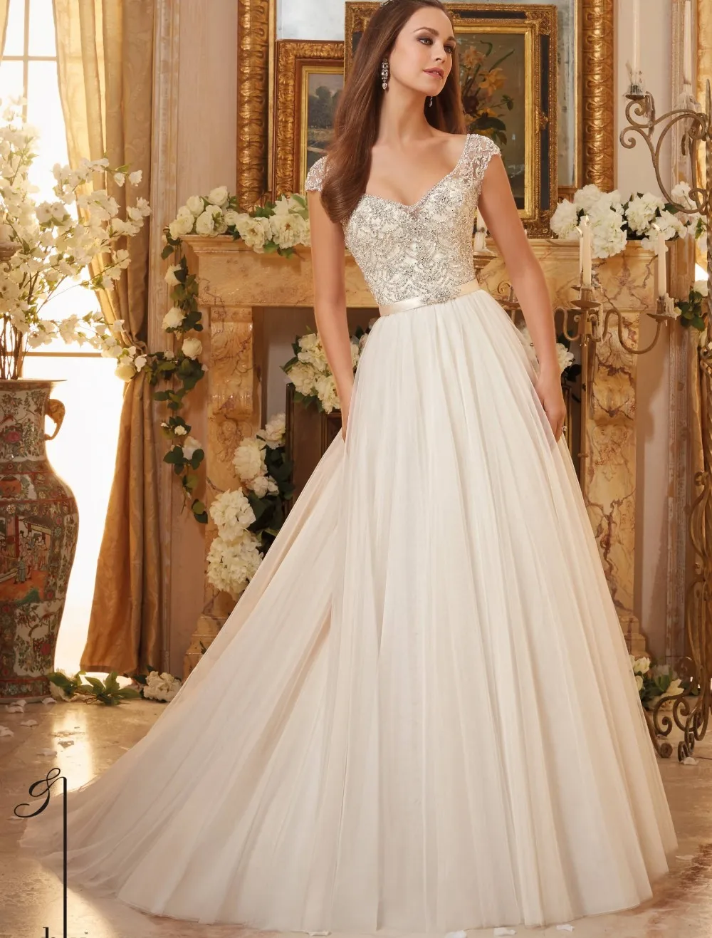 Vestido де noiva Sexy Backless Свадебное Платье Свадебные Платья Тяжелая Кристалл Лиф-Линии