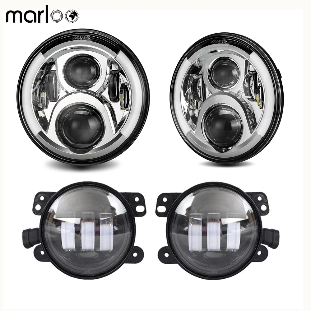 Marloo 7 &quotсветодиодный головной светильник s Белый DRL Янтарный указатель поворота