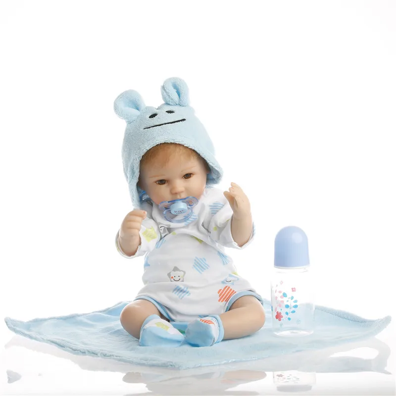 SanyDoll 16 дюймов 40 см силиконовые куклы для новорожденных реалистичные милый синий