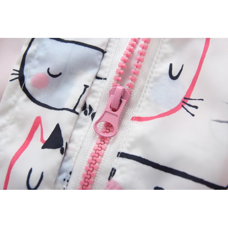 2018 Baby Girls Jackets Hooded Kid's Clothing Cartoon Pattern Coats Cute cat print Spring Children Outerwear | Детская одежда и