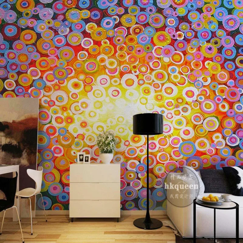 Бесплатная Доставка Великолепная золотой КТВ динамичный цвет круг шаблон фон