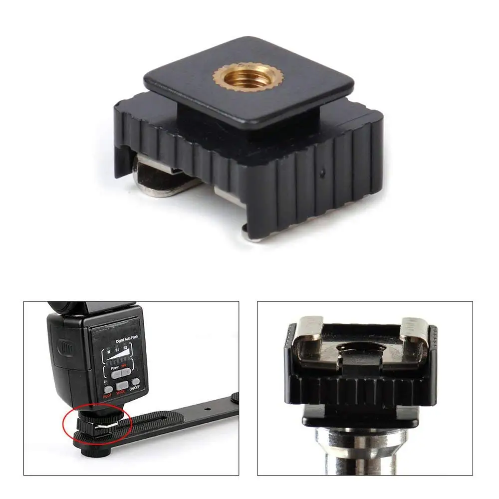 

1/4" Thread to Metal Flash Hot Shoe Mount Adapter for Studio Light Stand/Tripod