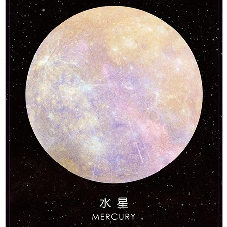 mercury 2pcs 2 шт. Корейская Милая планета галактика Луна липкая заметка Kawaii круглая наклейка памятка подкладочный лист крутые канцелярские принадлежности для школы аксессуар детский подарок - Цвет: mercury 2pcs