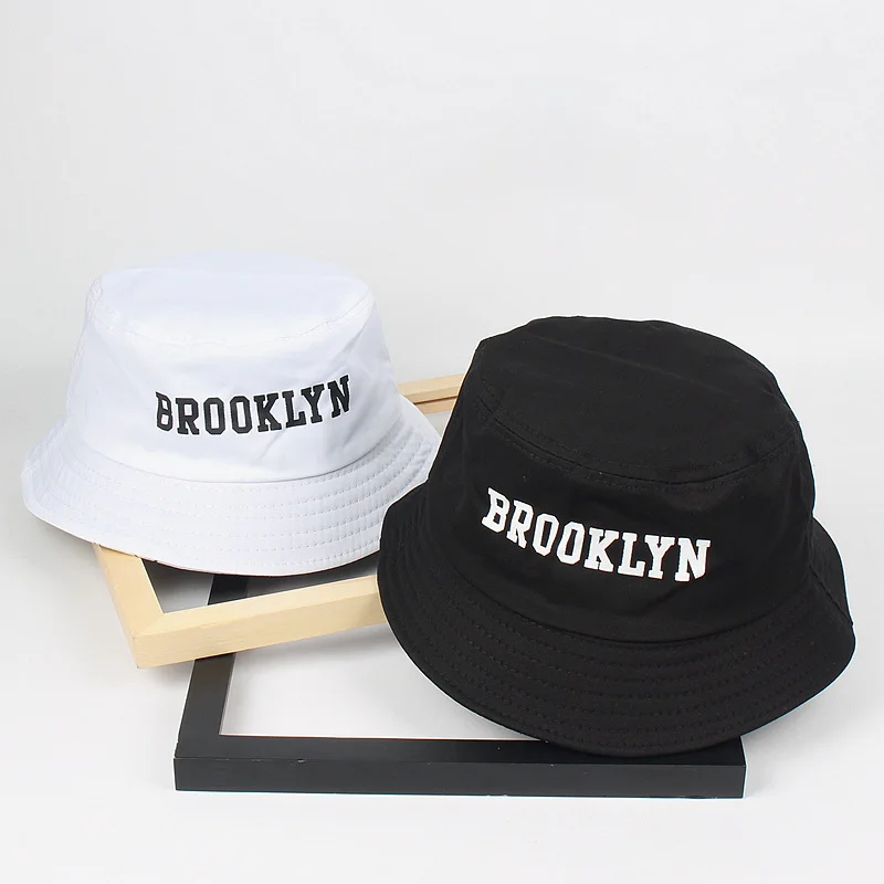 Для мужчин Для женщин Brooklyn ведро шляпа хлопковая одежда с принтом в стиле «хип-хоп» Рыбацкая шляпа, Панама для защиты от Солнца Открытый Уличный Повседневное козырек ведро Кепки