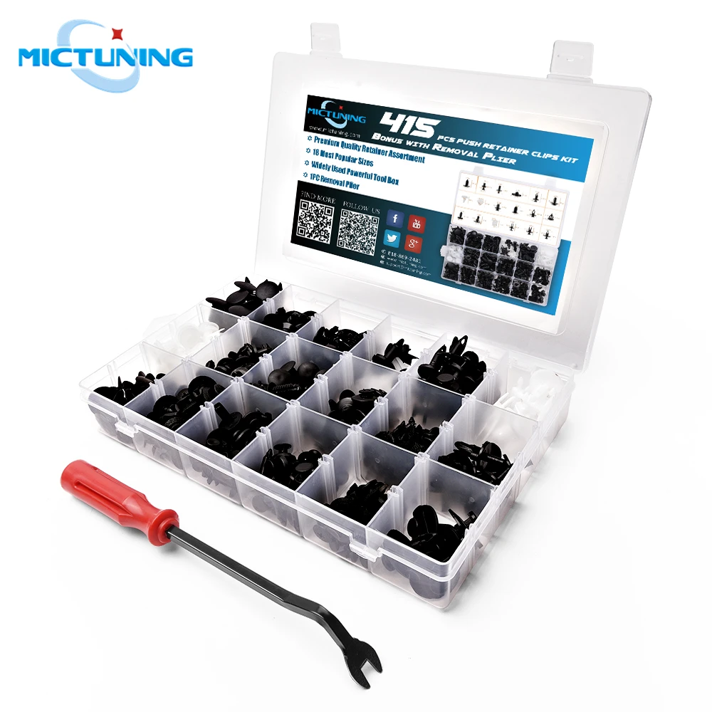 MICTUNING 415 шт. набор заклепок в ассортименте с нажимными фиксаторами|Клипсы и зажимы