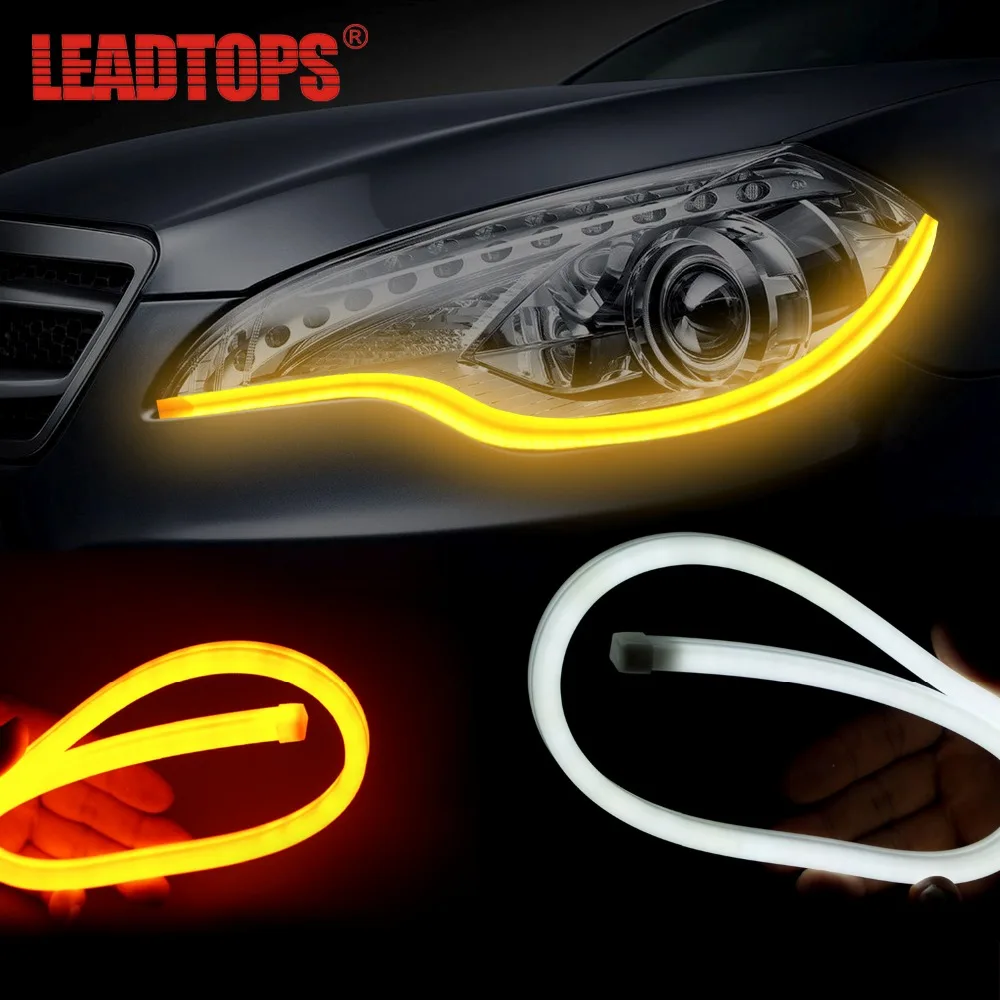 LEADTOPS 2 шт. гибкий светодиодный Drl двойной цветной светильник с боковым поворотом