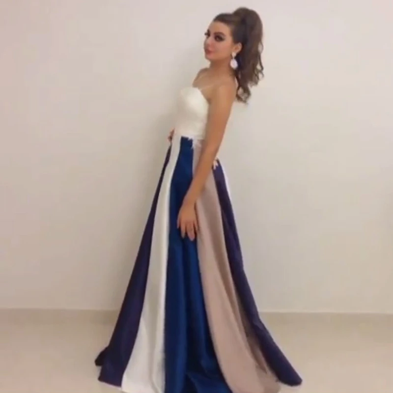 

New Arrival Sexy Long evening dress 2021 Spaghetti Strap Formal dress Party Blue and Ivory Prom dresses robe soiree longue