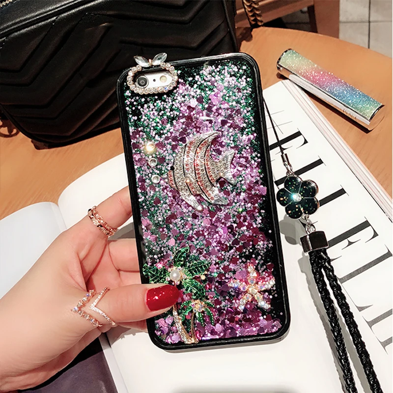 Милый чехол со стразами для iPhone 8plus 8 7plus 7 6s 6 plus с жидким зыбучим песком XS MAX XR X starfish