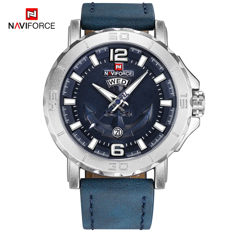 Blue NAVIFORCE мужские часы Аналоговые часы с датой кварцевые наручные часы мужские армейские военные водонепроницаемые Роскошные Брендовые спортивные наручные часы Relogio - Цвет: Blue