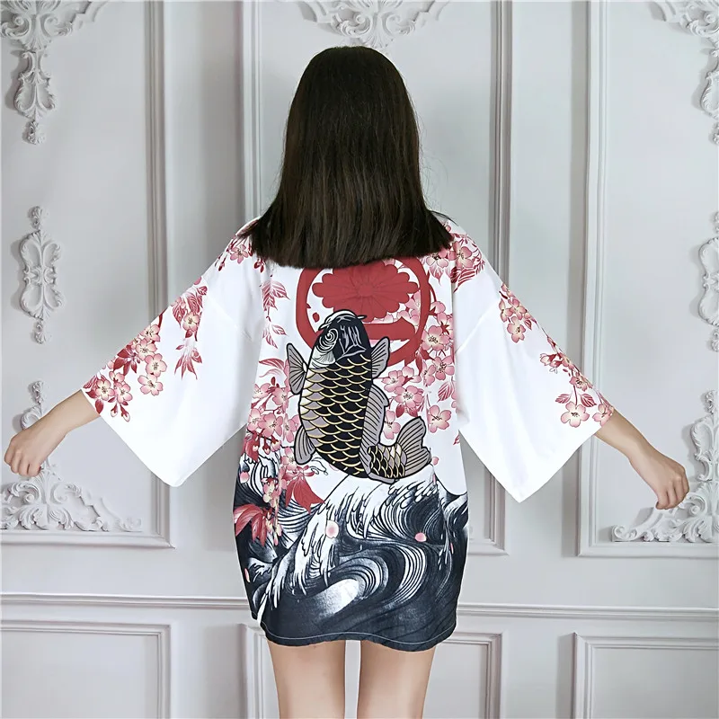 OCEANLOVE Harajuku Koi кимоно с цифровым принтом блузки лето 2020 поясом юката рубашки