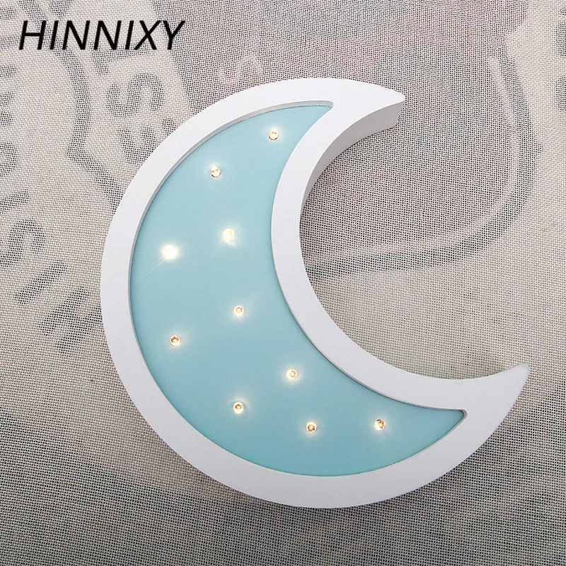 Hinnixy мультяшная луна лампа дерево LED настольная настенная орнамент украшение для
