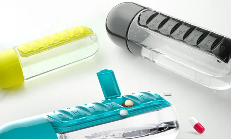 Открытый Спорт Медицина держатель таблетки коробка бутылка для воды с чехлом капсула Органайзер 600 мл умные аксессуары
