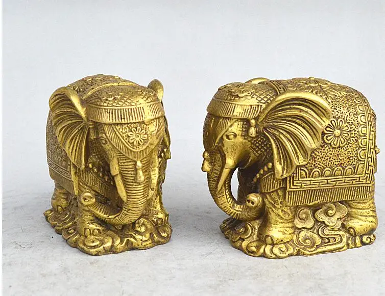 Китайская Бронзовая статуэтка фэн-шуй Счастливое животное слон 8 см - купить по