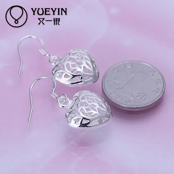 Серьги в форме сердца оптовая продажа посеребренные длинные висячие серьги для