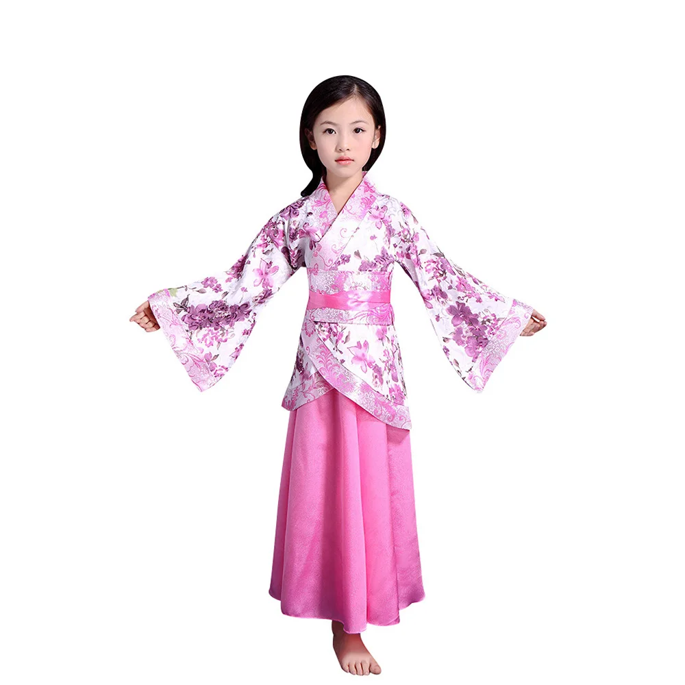 Китайский hanfu костюм девушка платье Мулан Костюмы народного танца сценический костюм китайская Стиль оперы в стиле династии Тан платье династии для девочек