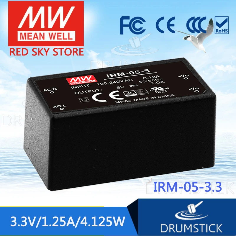 MEAN WELL IRM 05 3.3 3 V 1.25A meanwell 4 15 W с инкапсулированным типом одним выходом|meanwell|encapsulator |