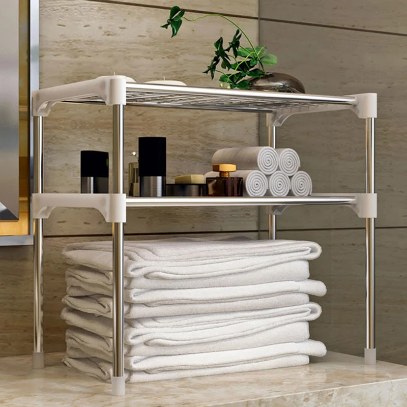 

Adjustable Steel Microwave Oven Shelf Detachable Rack Kitchen Tableware Shelves Home Bathroom Storage Rack Holder