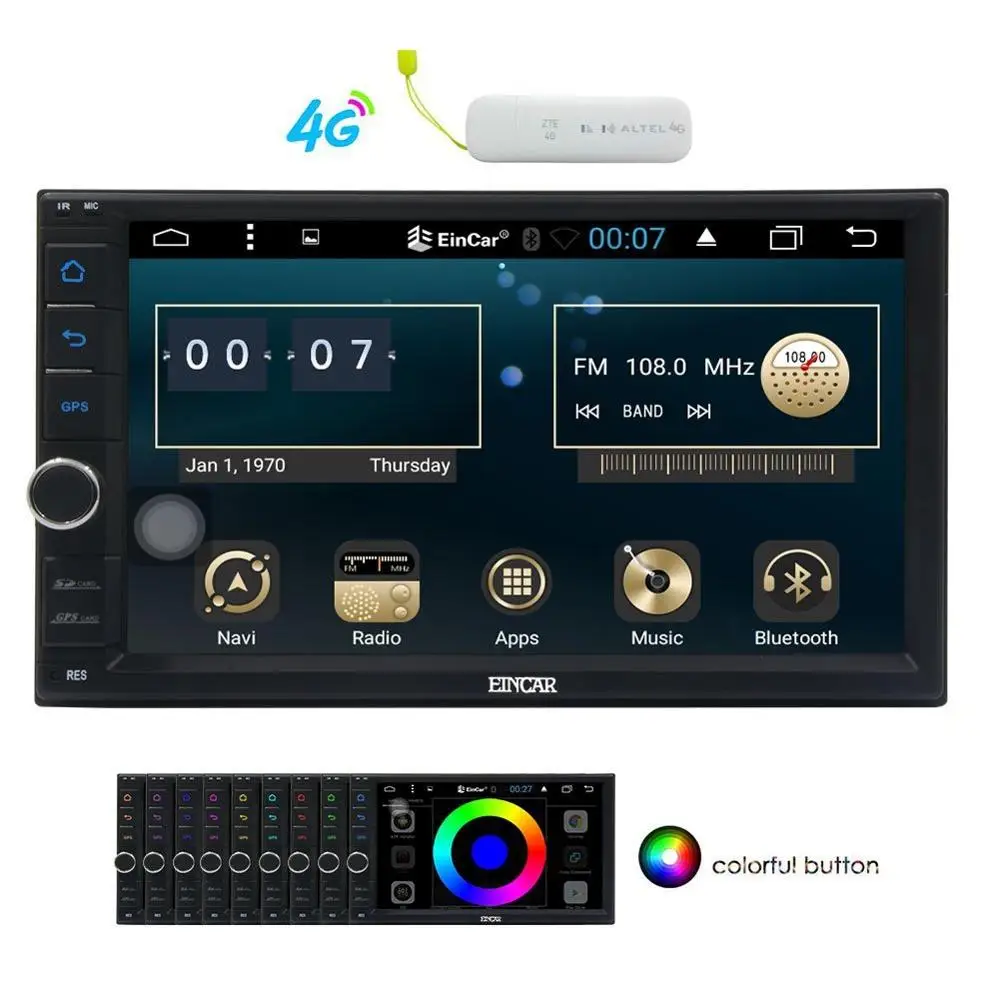 Android6.0 двойной Din автомобильный dvd-плеер 7 ''мульти сенсорный экран в тире 2 gps