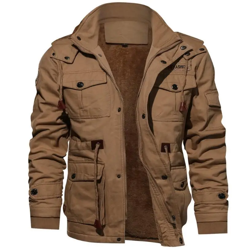 

Men's Winter Jackets And Coats Fleece Warm Hooded Coats Thermal Thicker Outerwear Male Military Jackets Warm Parkas Size6XL