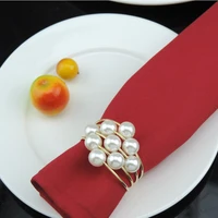 2pcslot fine luxury napkin buckle pearl diamond wedding napkin ring hotel home napkin holder 100 new high quality