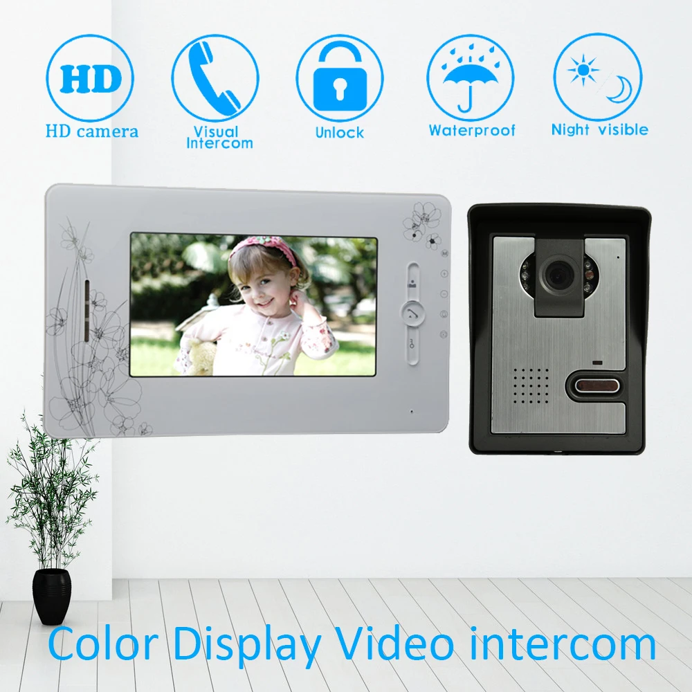 

Wire Type 7 inch LCD Screen Colorful Display Video Door Phone Doorbell Intercom System Night Vision Smart Home Talkback