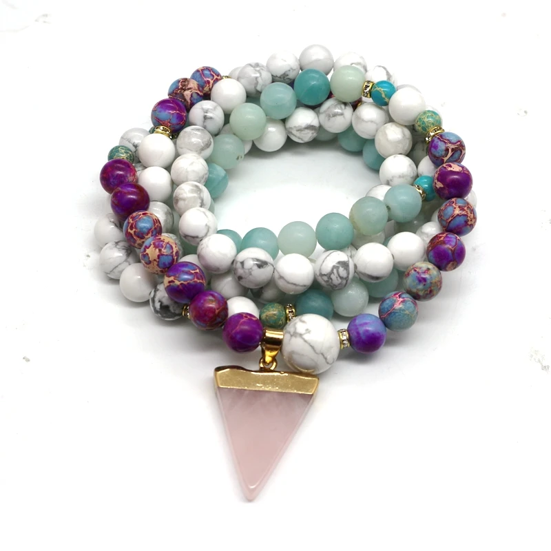 108 браслет Mala Calming Howlite и император подарки на день рождения йога подарок для нее