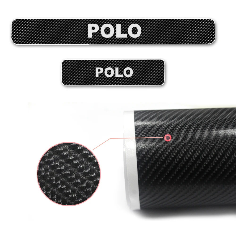

For Volkswagen VW Polo Car Door Sill Guard Door Threshold Plate Scuff Plate 4D Carbon fiber sticker Car Accessories 4PCS