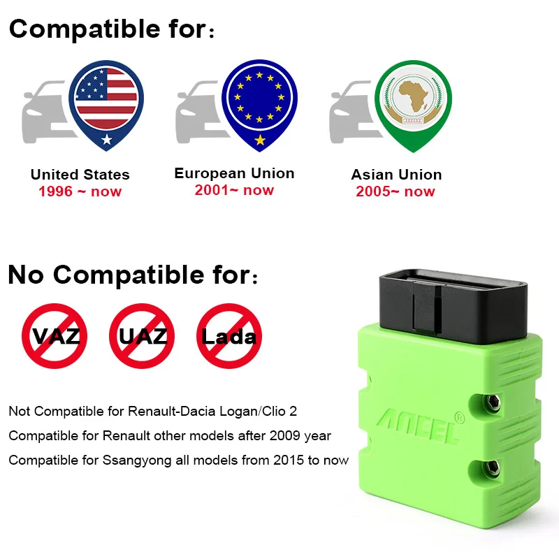 Ancel AN100 V1.5 ELM327 Bluetooth для телефона Android планшет ноутбук сканер инструмент OBD 2 OBD2 V 1 5