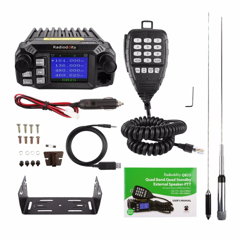 Радио ddity QB25 pro quad band quad-мини мобильные Автовозы УКВ 25 Вт автомобиль трансивер