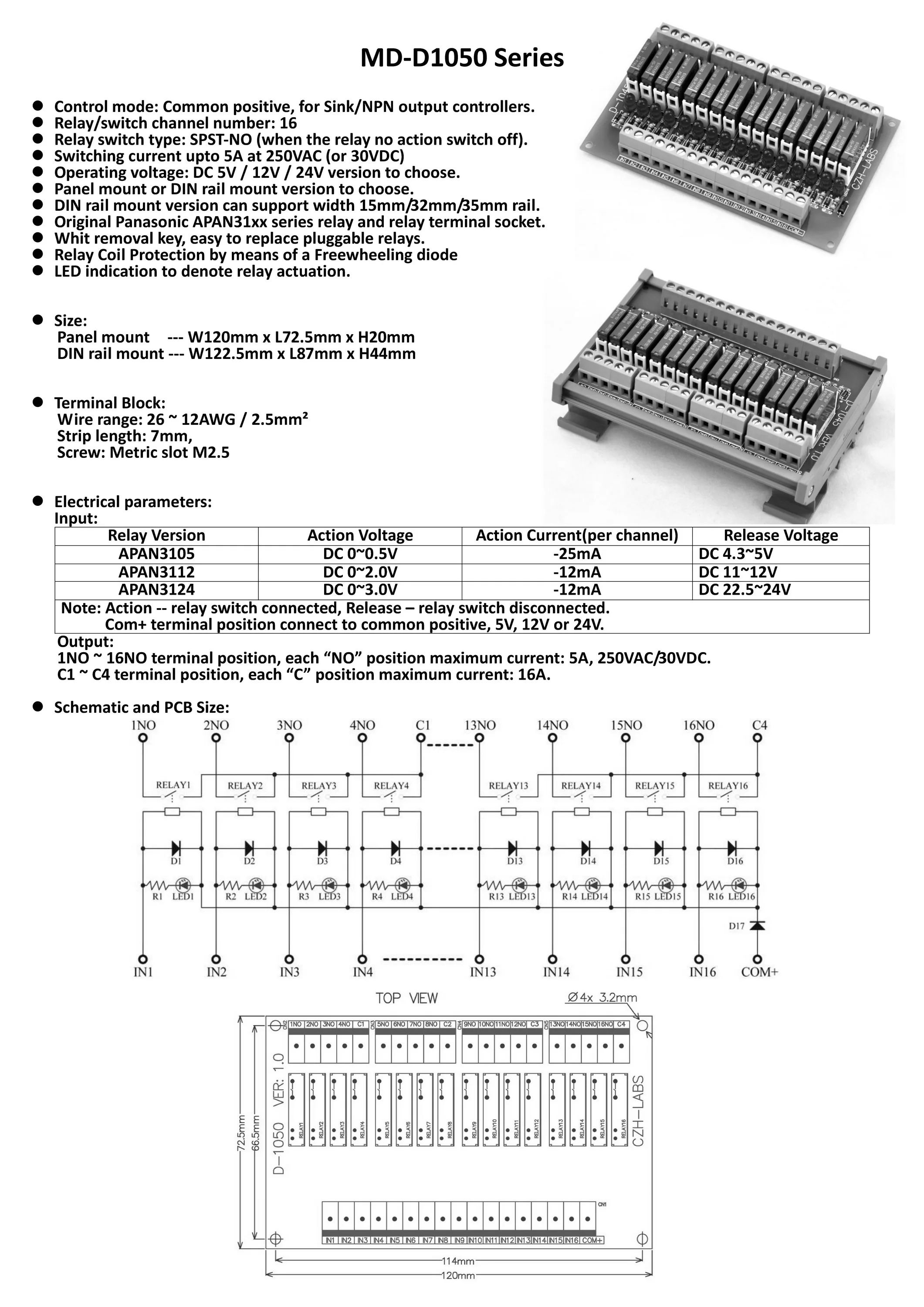 Тонкий DIN рейка крепление DC24V раковина/NPN 16 SPST NO 5A Мощность триггерный релейный