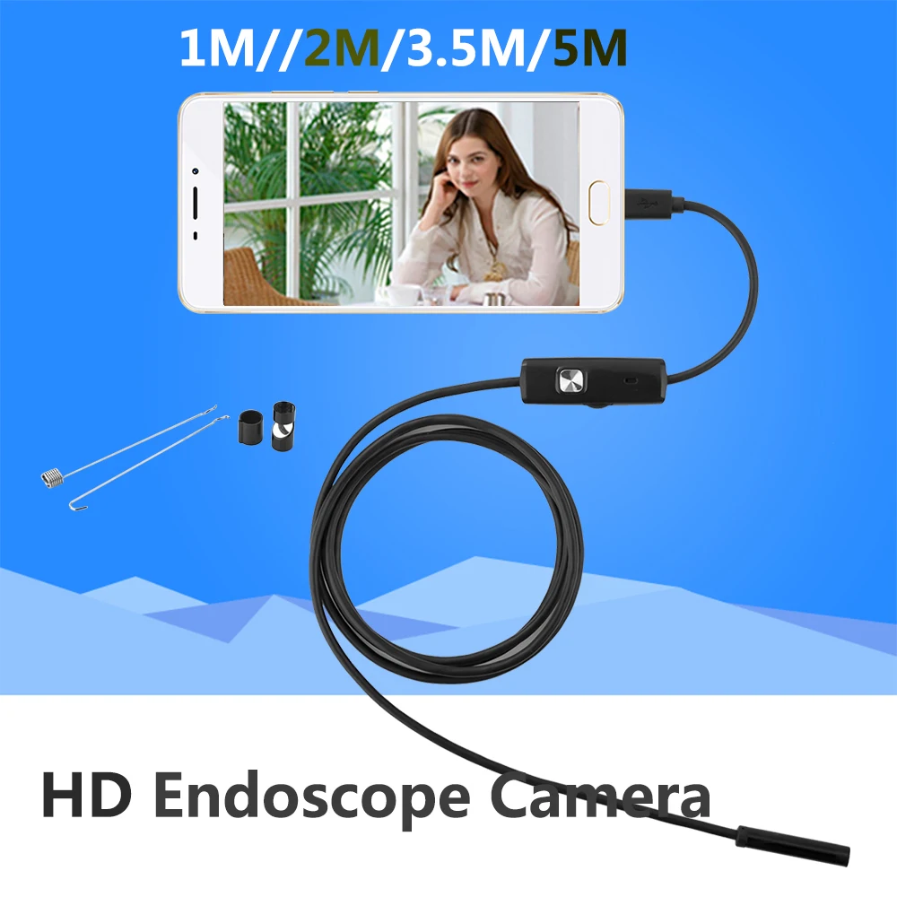 

Endoscope 5.5mm Lens Endoscope USB Android Camera 1M 2M 3.5M Waterproof Car Pipe Inspection Snake Tube MicroUSB Endoskop Camera