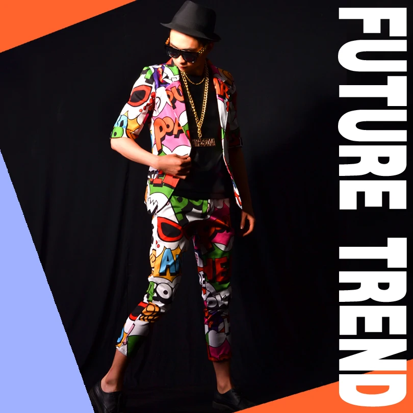 

M-6XL!Nightclub male singer DSDJ stage song with new graffiti set by the bar's signature costume accessories.