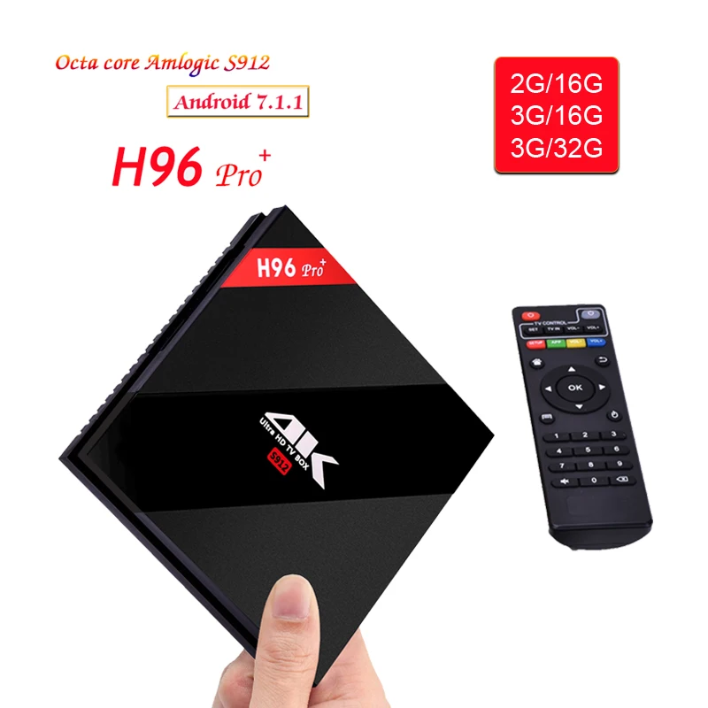 H96 Pro Plus ТВ Box Smart Android 7 1 S912 BT4.1 Octa Core 4 K 3 GB/32 GB 1000LAN 2 4G 5 0G Wi-Fi медиаплеер PK T9 |